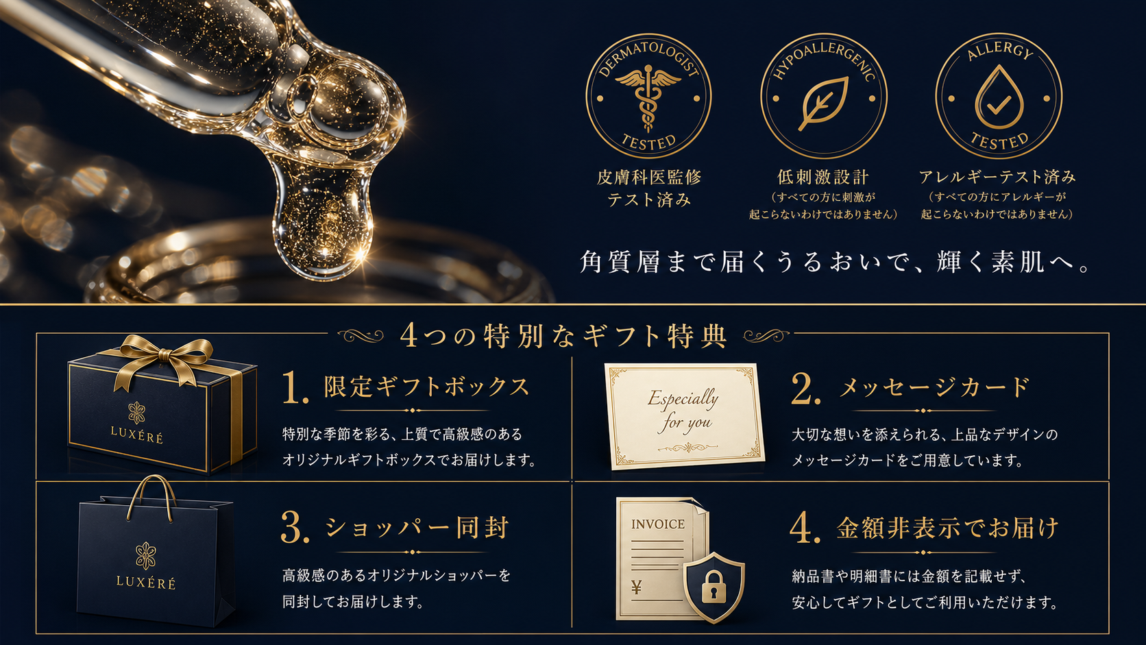 スキンケアの機能価値とギフト4大特別仕様